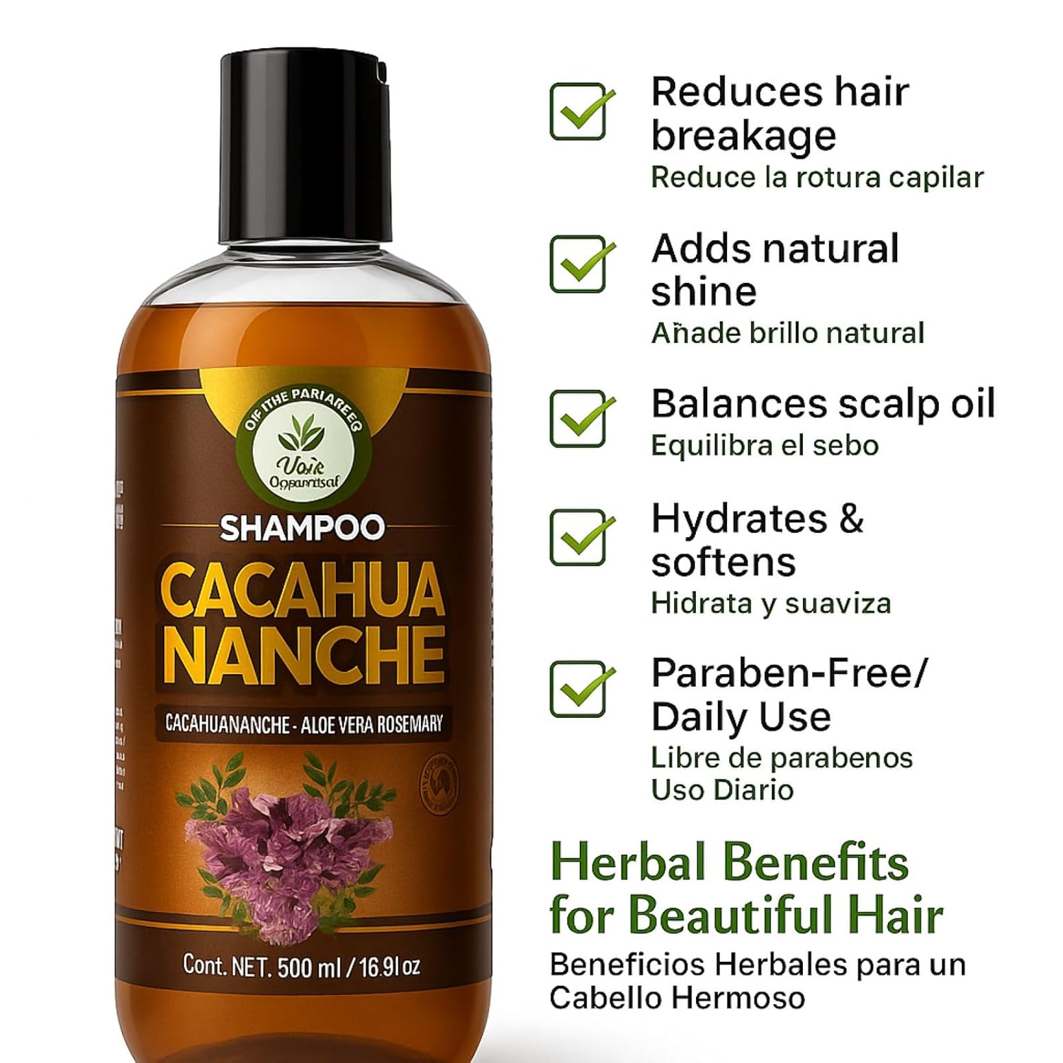 Cacahuananche, Aloe Vera & Rosemary(Sabila & Romero)-Herbal Shampoo,16.9 fl oz -Natural Hair Strengthening & Nourishing Formula–Promotes Scalp Vitality & Healthy-Looking Hair,Paraben & Sulfate-Free - Image 4