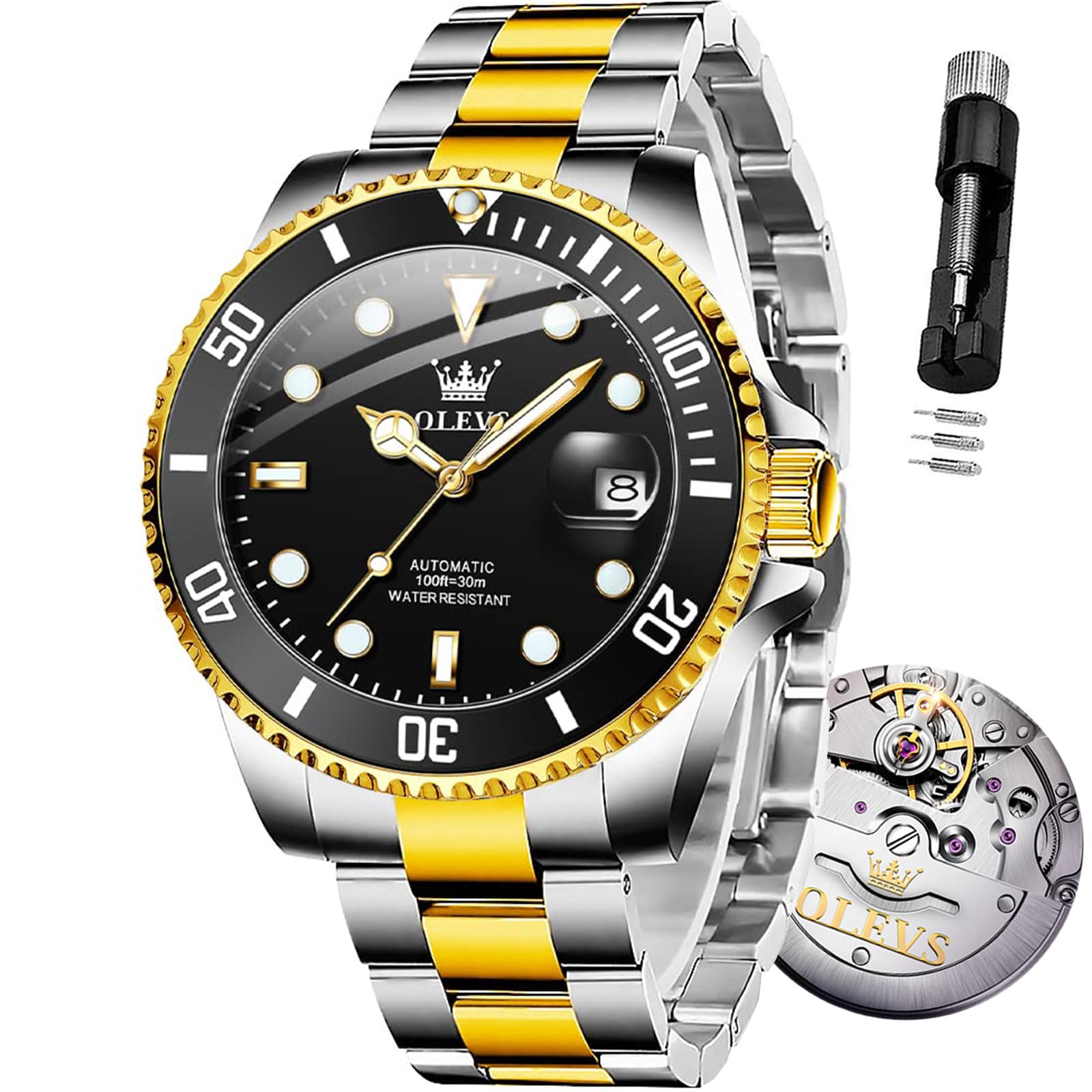 Sponsored Ad - Men Automatic Mechanical Watches Self Winding Luxury Stainless Steel Men Watch No Battery