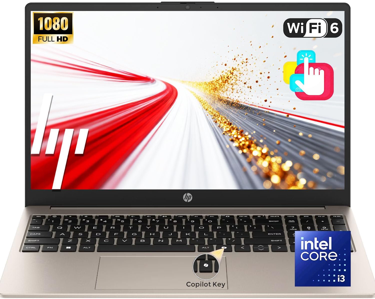 HP Latest 15.6" FHD Touchscreen Laptop for Business and Student | Intel 13th 8 Cores i3 CPU (Beat 11th i5) | 8GB RAM | 256GB SSD | AI Copilot Key | Long Battery Life | Wi-Fi 6 | Windows 11 | No Mouse