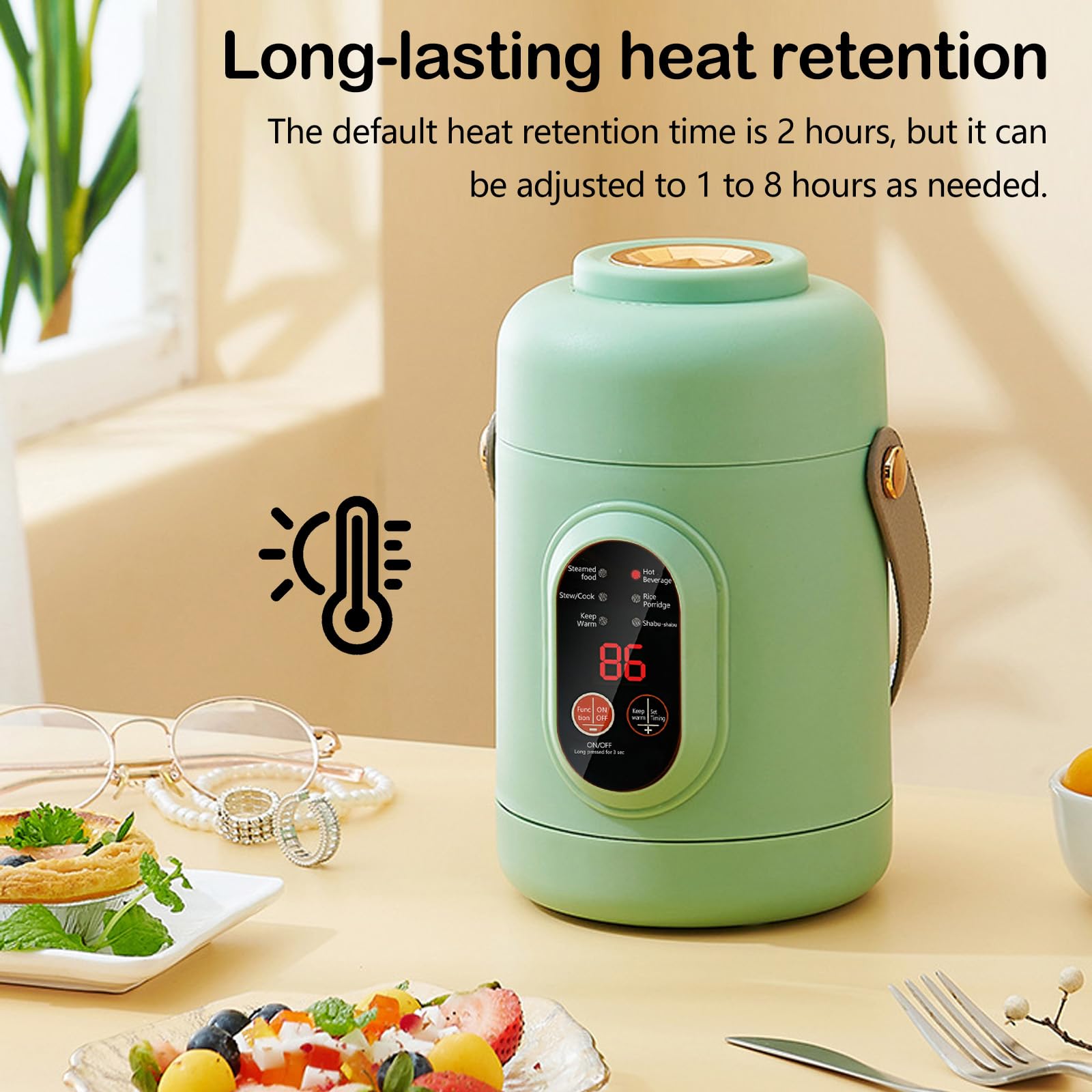 Elektrischer Hot Pot, Tragbarer Elektrischer Topf 800ML Ramen-Kocher mit 6 Modi & Timer Reise-Kochtopf Nudel Kocher Aler Fauler Topf für die Zubereitung von Suppen, Reis, Tee, Brei