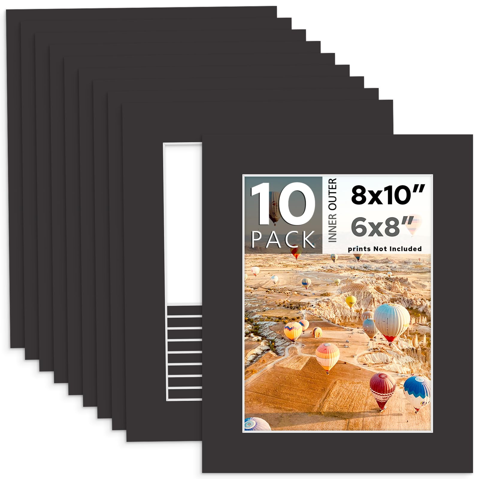 Tapis de cadre photo noir anti jaunissement passe-partout biseauté 4 plis