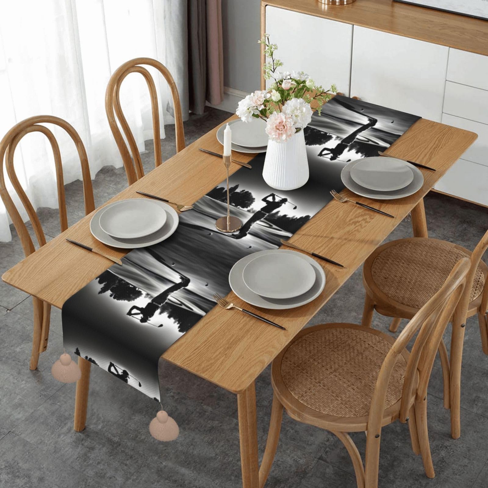 Long chemin de table décoratif pour Noël et repas de famille