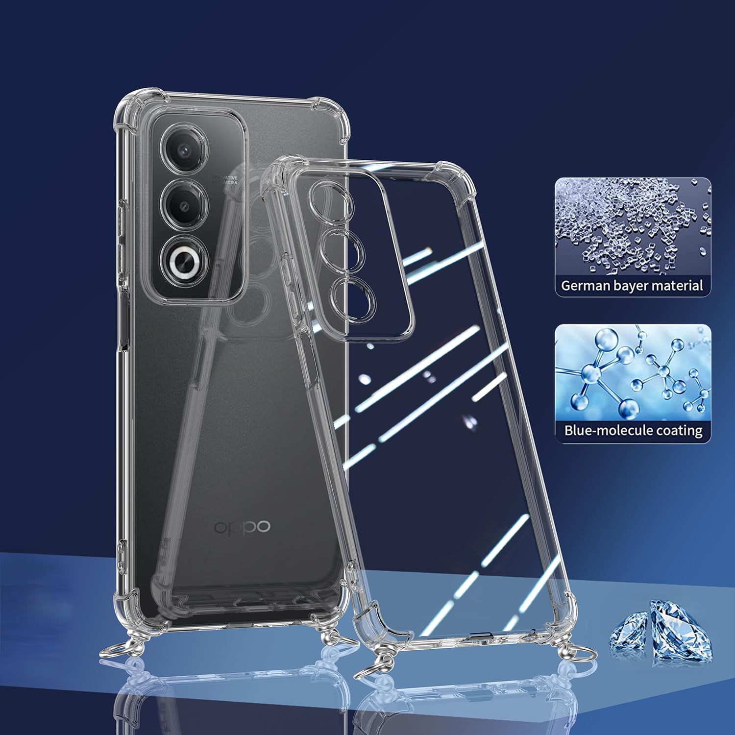 QIWEIQING Glitter Cover Magnetica per OPPO Reno 8 Pro 5G, Custodia Bling Brilla Compatibile con Mag-Safe Magnetico Ricarica Wireless, Bumper TPU Cover Case per OPPO Reno 8 Pro 5G. Blue DS
