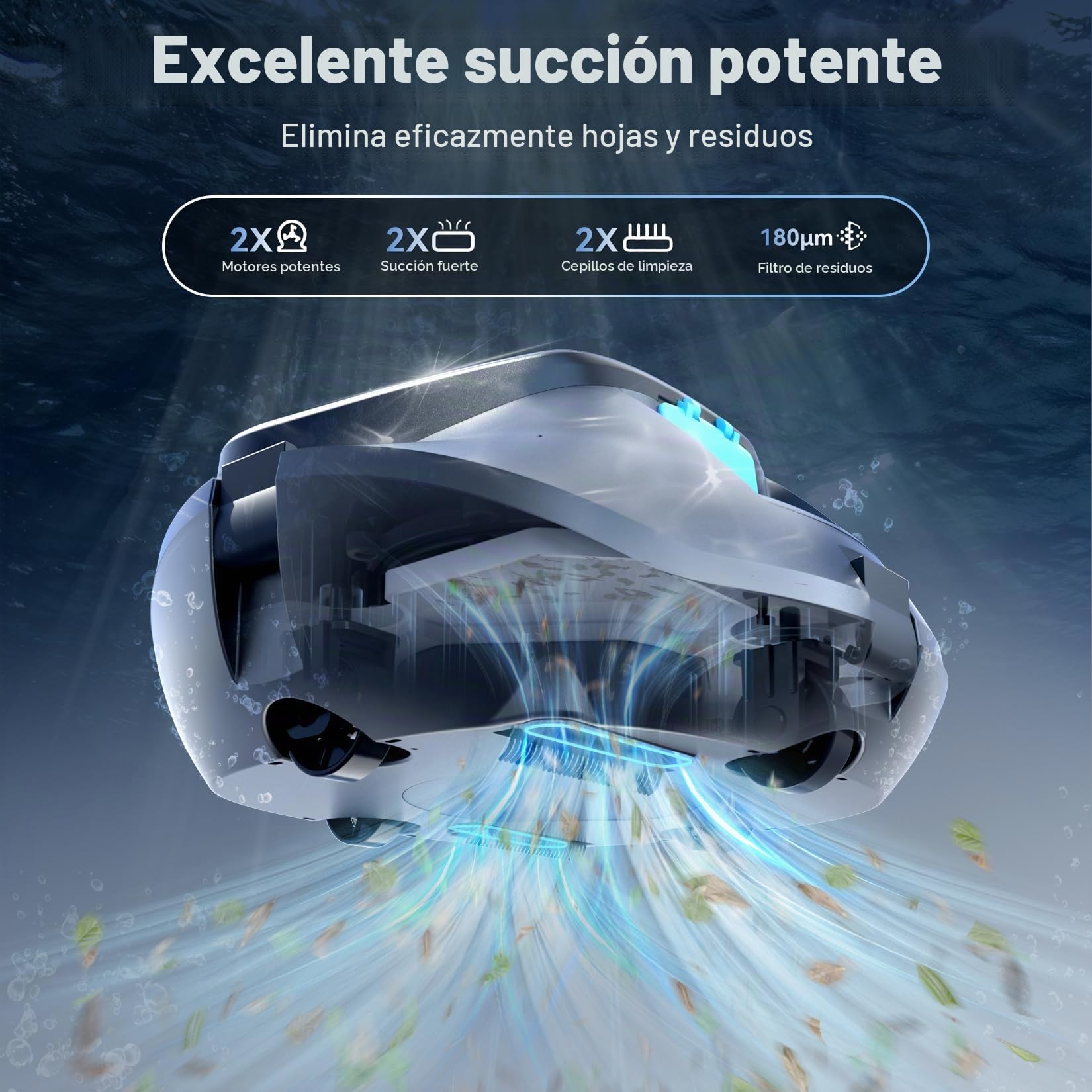 (Upgrade 2026) Pondee X1 Robot Limpiafondos Piscina Sin Cable Fondo Plano, Aspiradora 120 Min Autonomía, Auto-Parking, Carga Rápida 2,5h, para Piscinas Desmontables y Enterradas hasta 80 m²