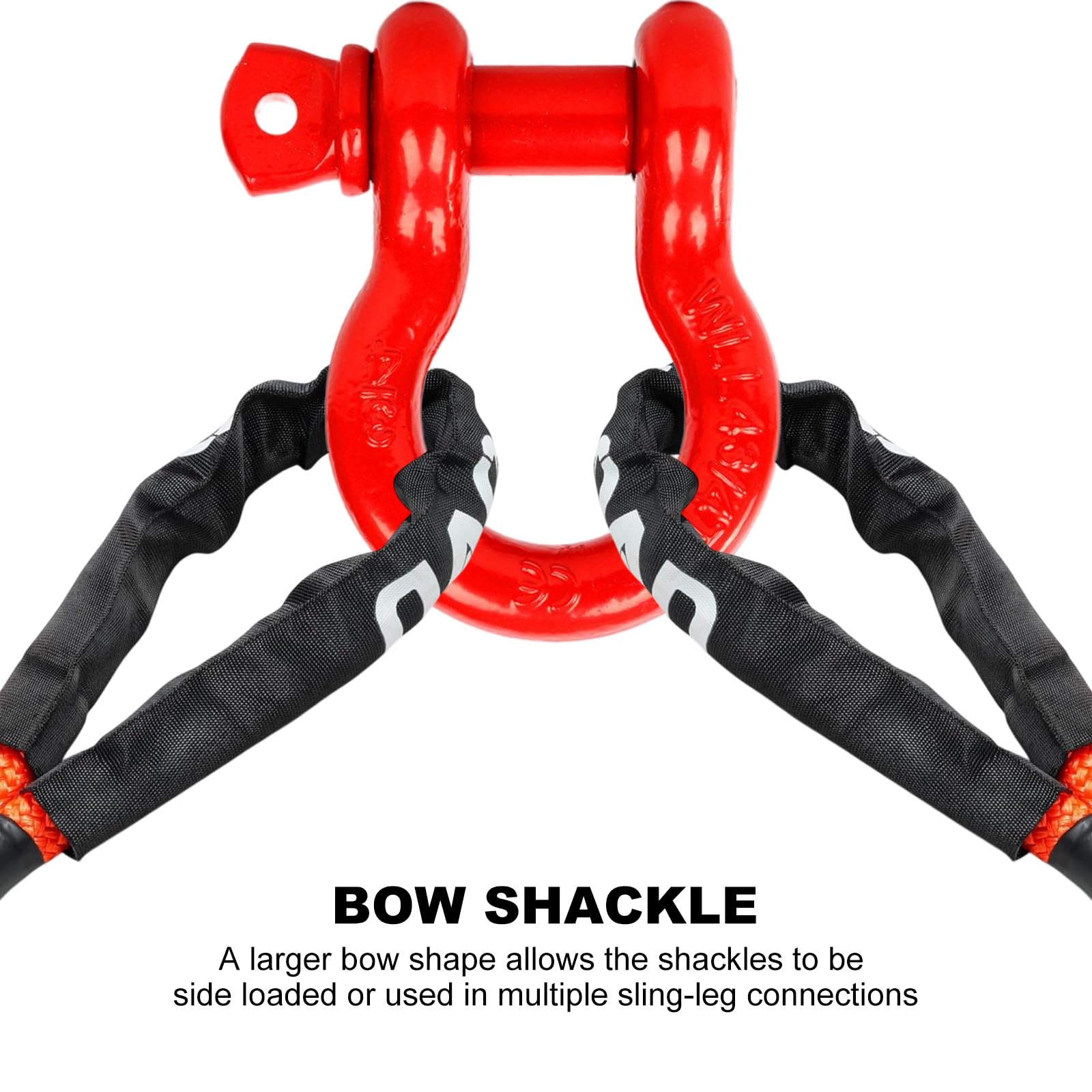 FreeTec 4 Pezzi Grillo Traino, 3/4" 4,75t Arco Acciaio Grilli con Perno, Grande Grillo Sollevamento Traino Grilli Fuoristrada Recupero 4x4 per Catena Cinghia Auto Camion (Rosso)