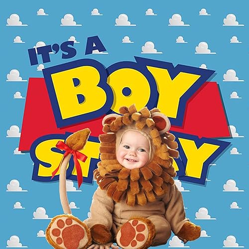 Miniatura 2 de Telón de fondo de fotografía de dibujos animados con texto en inglés "It's a Story", fondo de fotos para fiesta de cumpleaños, cielo azul, nubes