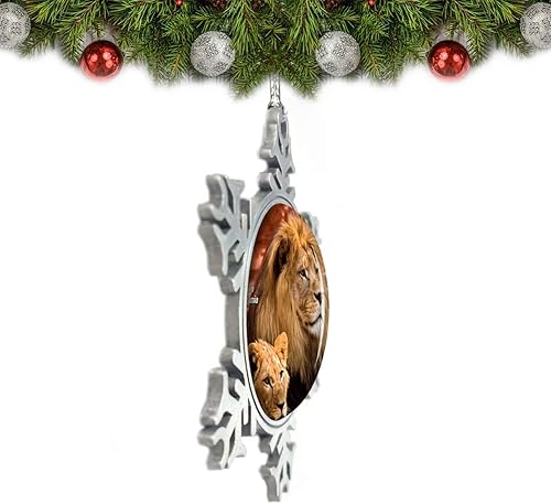 Miniatura 2 de Tanzania León Vida Silvestre Adorno de Navidad Decoración Árbol Cristal Metal Recuerdo Regalo