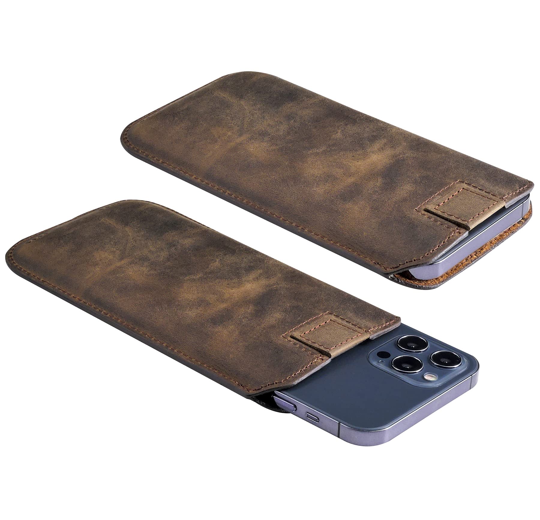 Suncase Custodia In Pelle Originale Per IPhone 12 Mini - Ultra Sottile Con Linguetta - Colore Cognac (Burned)
