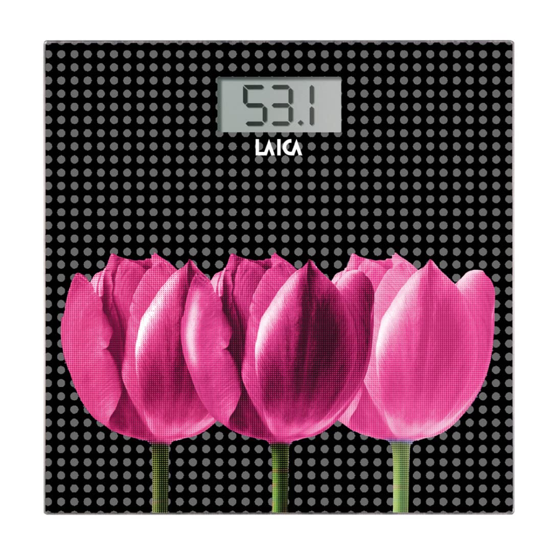 Bilancia Elettronica LAICA Mediterranean Breeze - Design Maioliche Italiane, Vetro Temperato, Display LCD