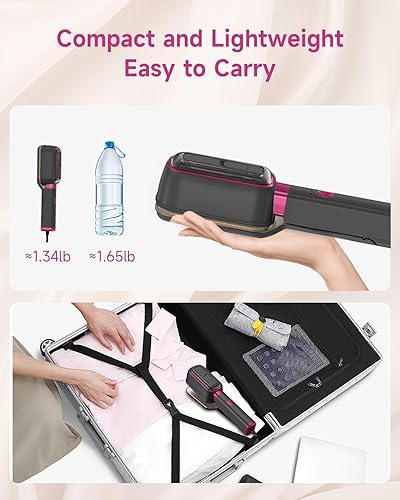 Miniatura 9 de J&J EASIER, FASTER Vaporizador de plancha de viaje 3 en 1 para ropa, 1000 W, calentamiento rápido de 20 segundos, rotación de 180, abrazadera de