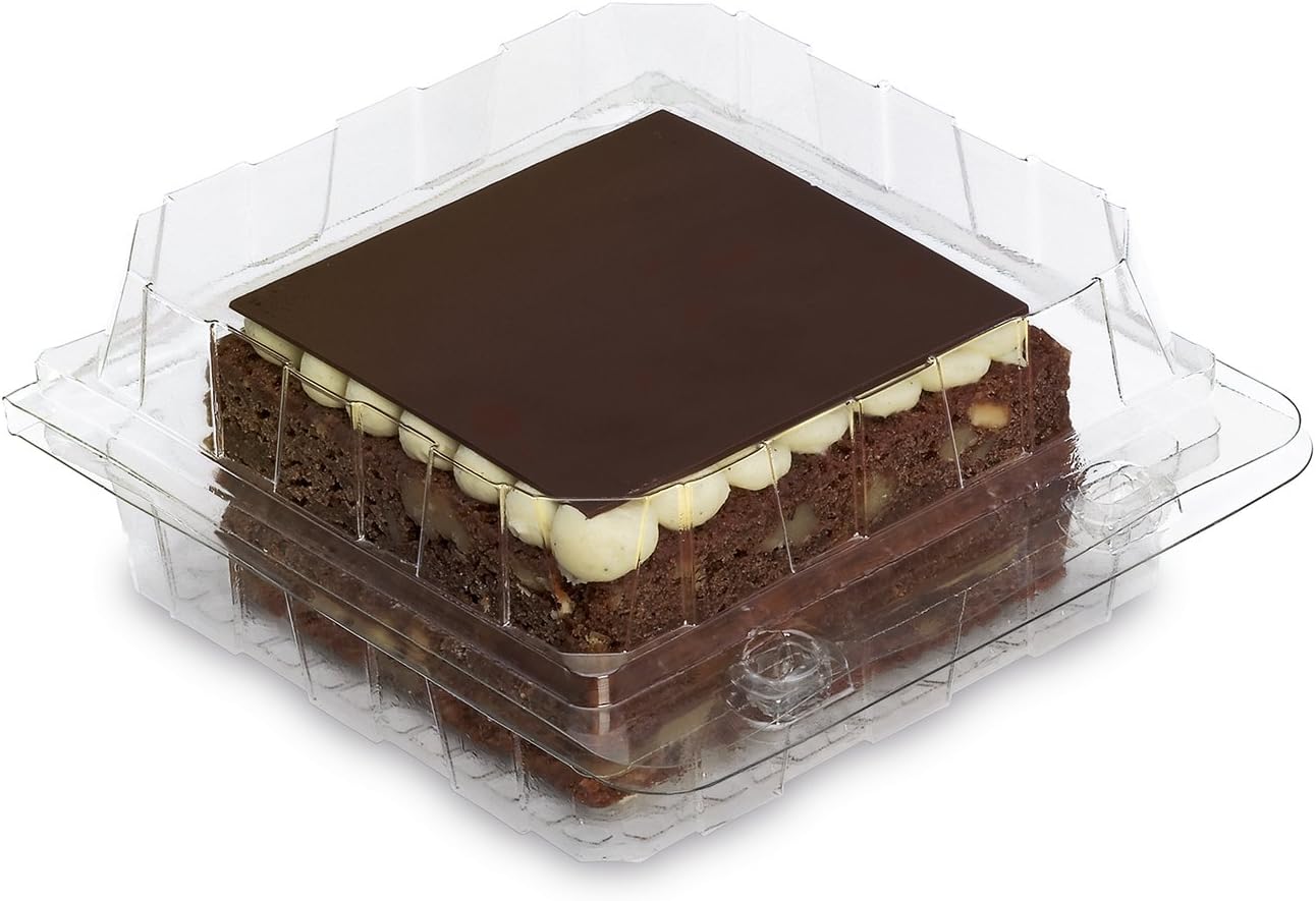 GUILLIN - PATIPACK 0,5H50C Pack of 40 Square Boxes for Snacks with Hinged Lids, Polyethylene, 13,5 x 12 x 5 cm