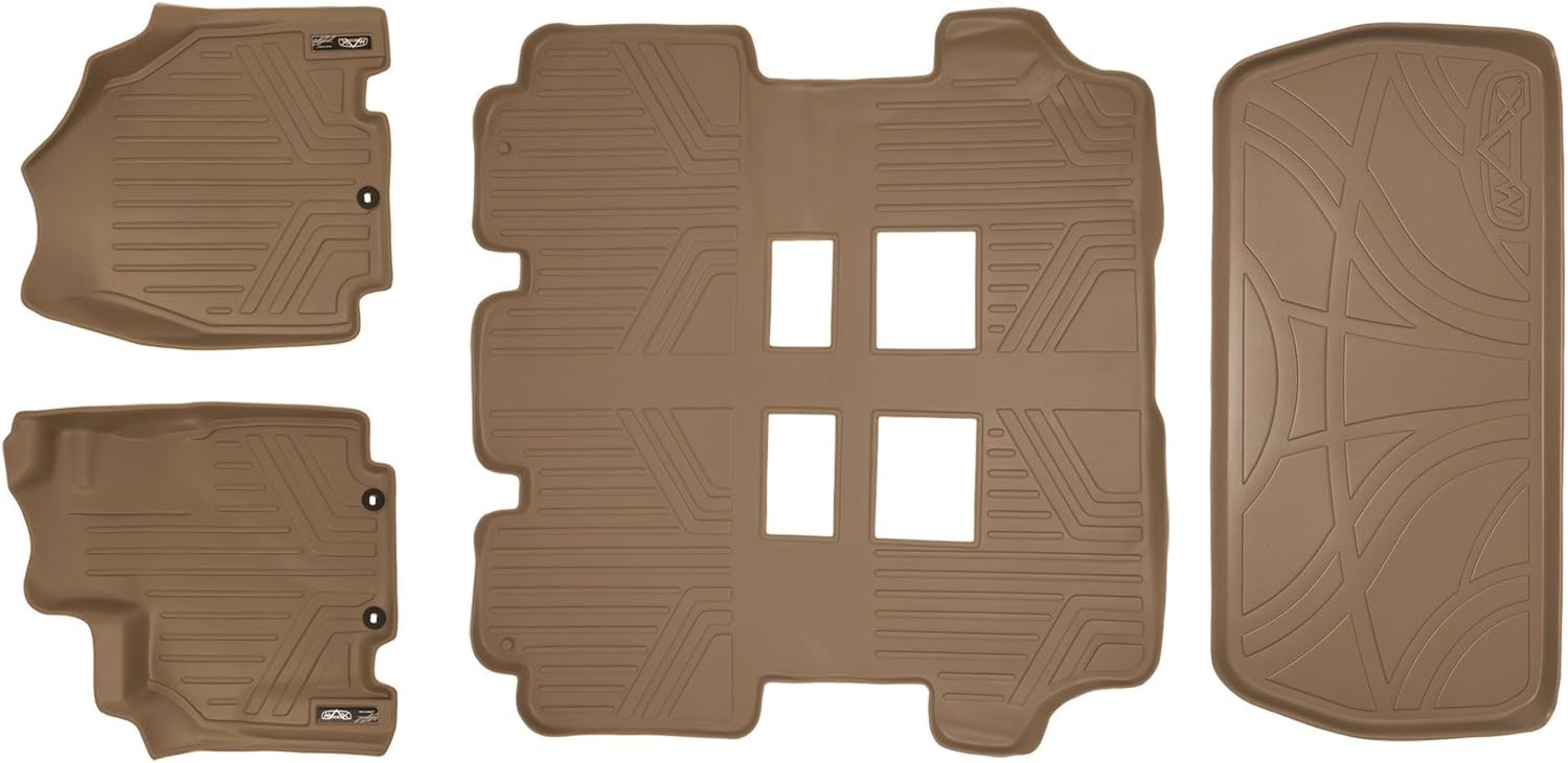 SMARTLINER Custom Fit Floor Mats 3 Rows and Cargo Liner Set for 2011-2017 Honda Odyssey