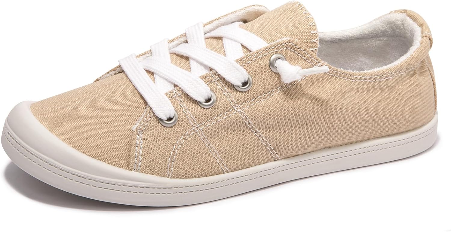 Womens Slip On Shoes, Comfort Canvas Sneakers with Low Top, Casual Fashion Shoes for Women Walking with Non Slip Rubber Outsole