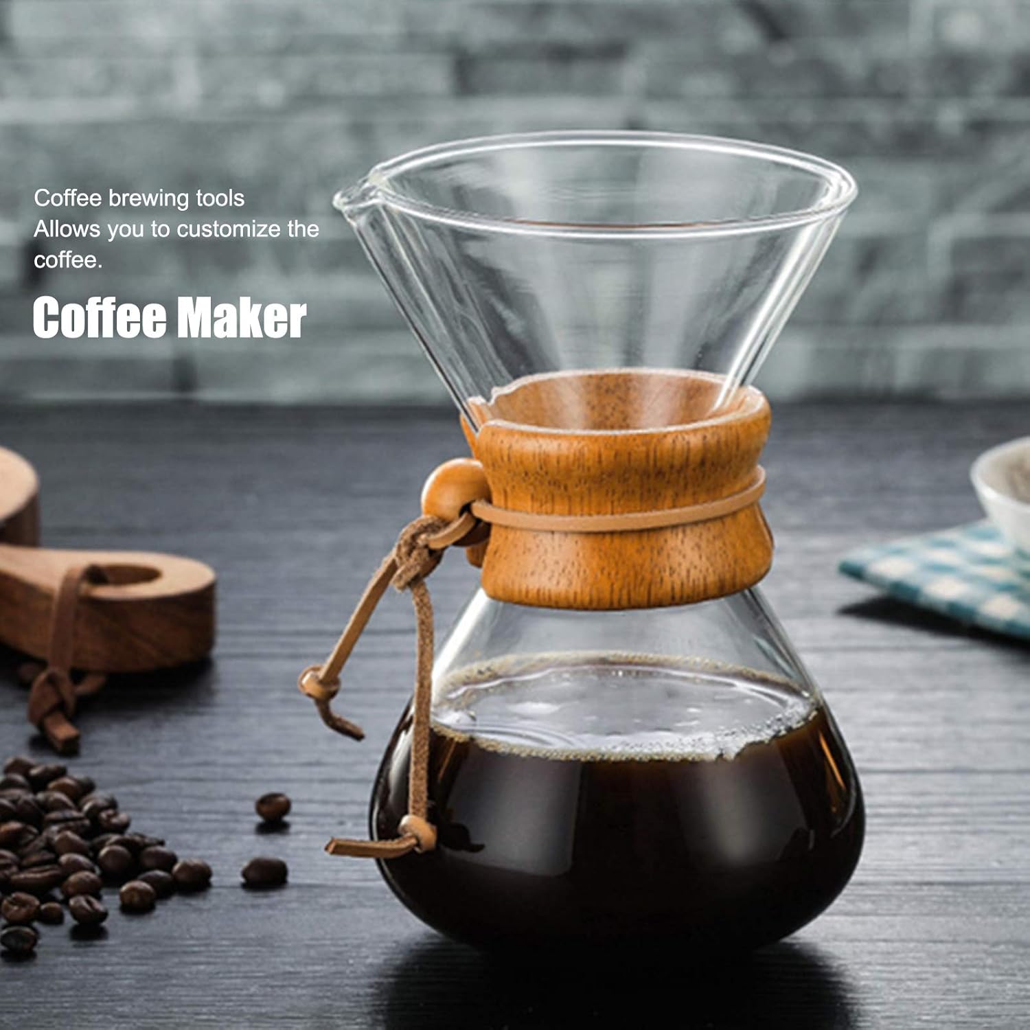 Atyhao Coffee Maker High-Temperature Glass Coffee Drip Brewing Pot with Stainless Steel Filter(400ml)