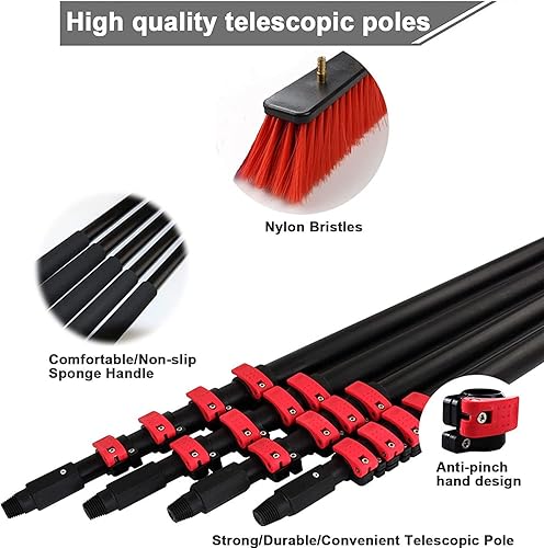 Miniatura 6 de Postes alimentados con agua para limpieza de ventanas de 12 a 36 pies, poste alimentado por aguamanguera, ventana profesional con limpiador de