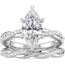 AVECON 3.5CT Marquise Cut Engagement Ring Set for Women, Size 5-9