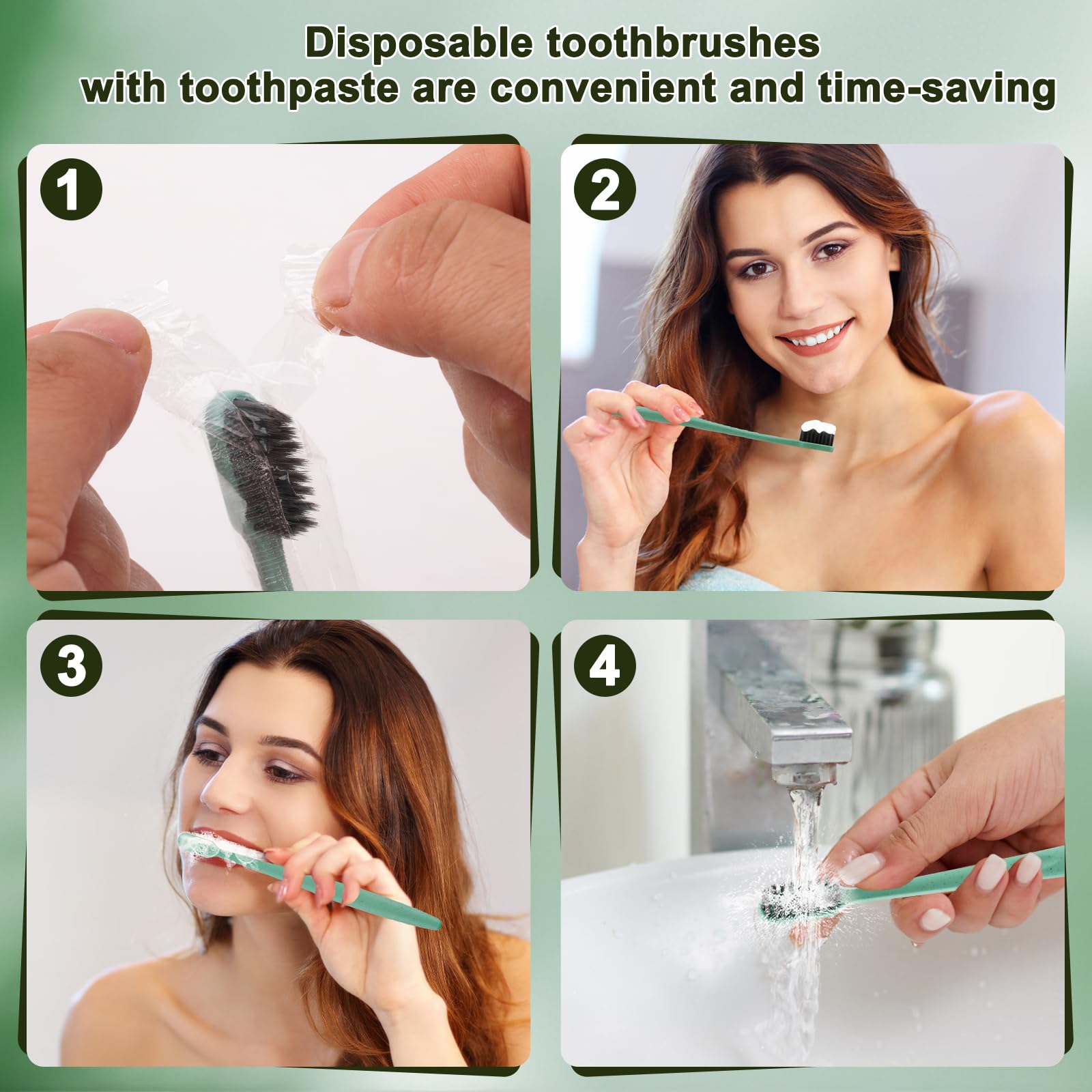 HOFASON - Juego de 300 cepillos de dientes desechables con pasta de dientes, paquete individual, kit de pasta de dientes para personas sin hogar, iglesia, hotel