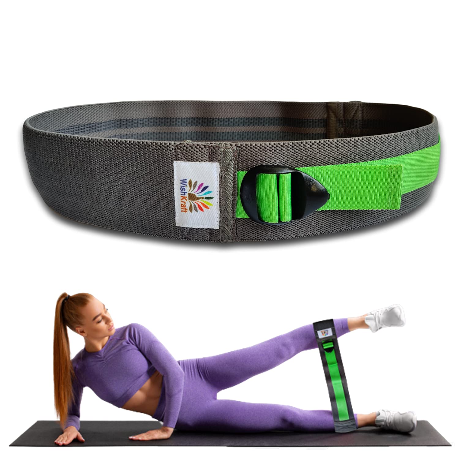 WishKraft Strength Training Adjustable Non-Slip Fabric Resistance Loop Band [Steel Grey] with Carry Bag, for Glutes, Thighs, Legs, Abs & Lower Body Exercises, Made in India (B091CZHJYT) Amazon Price History, Amazon Price Tracker