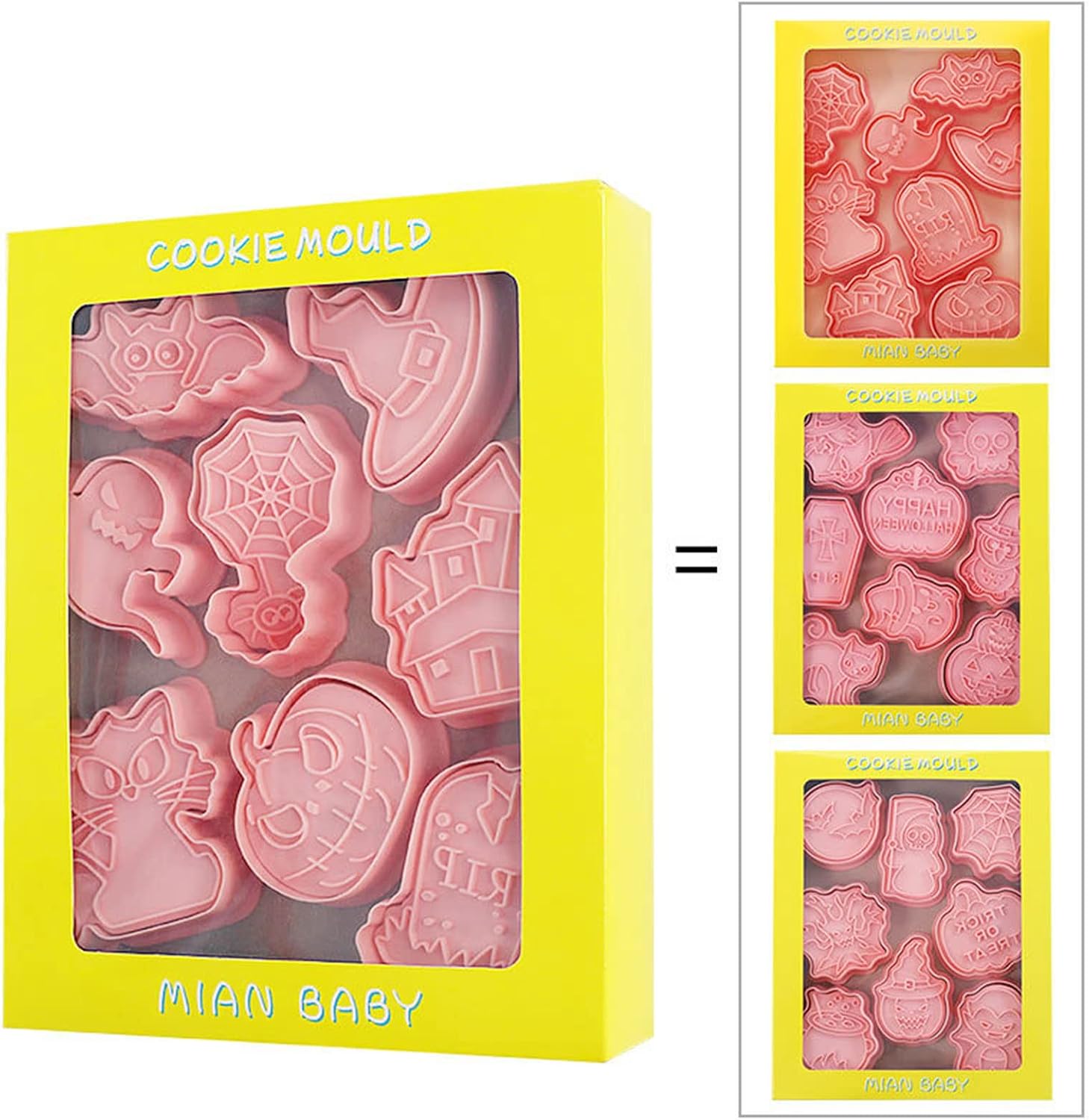 24 Pack Cookie Moulds Biscuit Stamps Cartoon Halloween Series Biscuit Kitchen Baking Accessories Molds For Baking