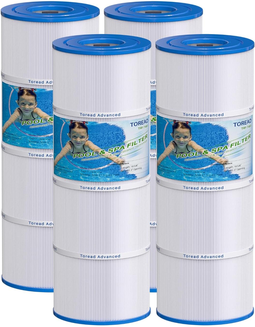 PA81 Pool Filter Replaces Hayward C580E, CX580XRE, Ultral-A3, Unicel C-7483, Hayward SwimClear C3020, C3025, C3030, Filbur FC-1225, FC-6425,4 X 81 sq. ft. Filter Cartridge,L x OD: 19 5/8"x 7"4 Pack
