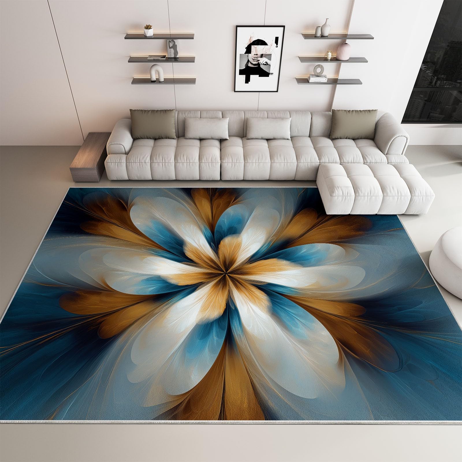 Generico Tappeto Salotto 80 x 150cm Morbido Tappeto Scendiletto Camera da Letto Fiori Fantasia Tappeti Lavabili per Salotto Cameretta Bambino Ufficio Ingresso