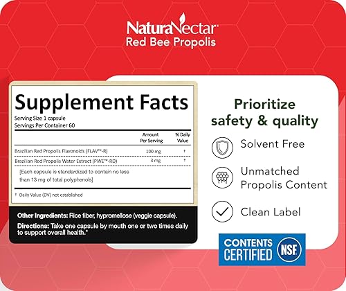 Miniatura 4 de NaturaNectar Propóleos Red Bee | Contenido certificado por NSF | Propóleo brasileño premium | Apicultura ética y de origen natural | 60 cápsulas