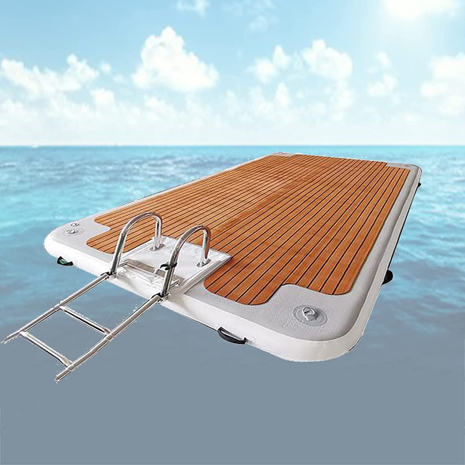 RAABYU Cama Flotante Plataforma Inflable Muelle Acuático, Barco De Pesca, Yate Barco Inflable De Pesca Flotante con Bomba De Aire,2.0 * 2.5m/6.6 * 8.2ft