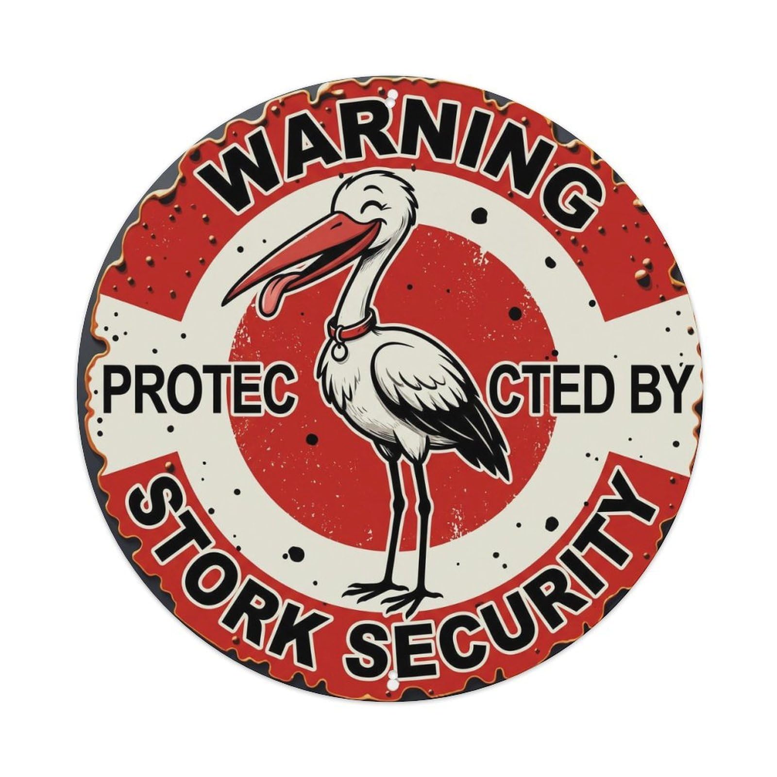 Tgrcjimh Style Metal Tin Sign Warning Protected By Stork Security Vintage
