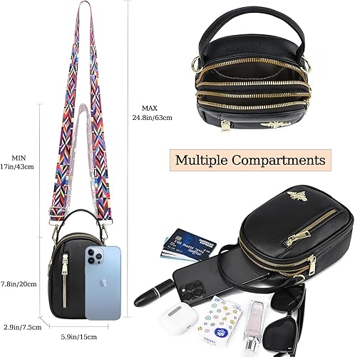 Miniatura 5 de Bolso cruzado pequeño para mujer con 2 correas de bolsa, bolsos de abeja de diseño, bolso de mano de moda para teléfono celular, bolso de hombro