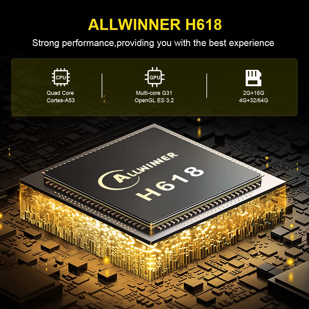 Android 12.0 TV Box, HK1 RBOX mit 4 GB RAM und 64 GB ROM, 64-Bit-Vierkernprozessor H618, unterstützt 2,4 GHz/5,8 GHz WLAN und BT 4.0, 8K H.265-Decodierung für Multimedia-Player