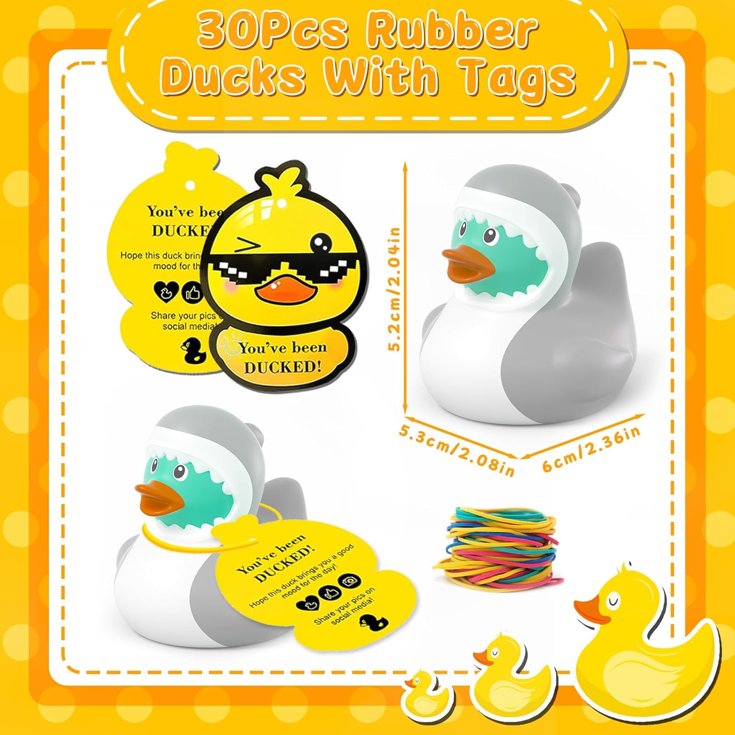 150Pcs Jeep Ducks with Tags for Ducking,50 Rubber Ducks+50 Tags+50 Straps,Toddler Baby Bath Toys Party Favors