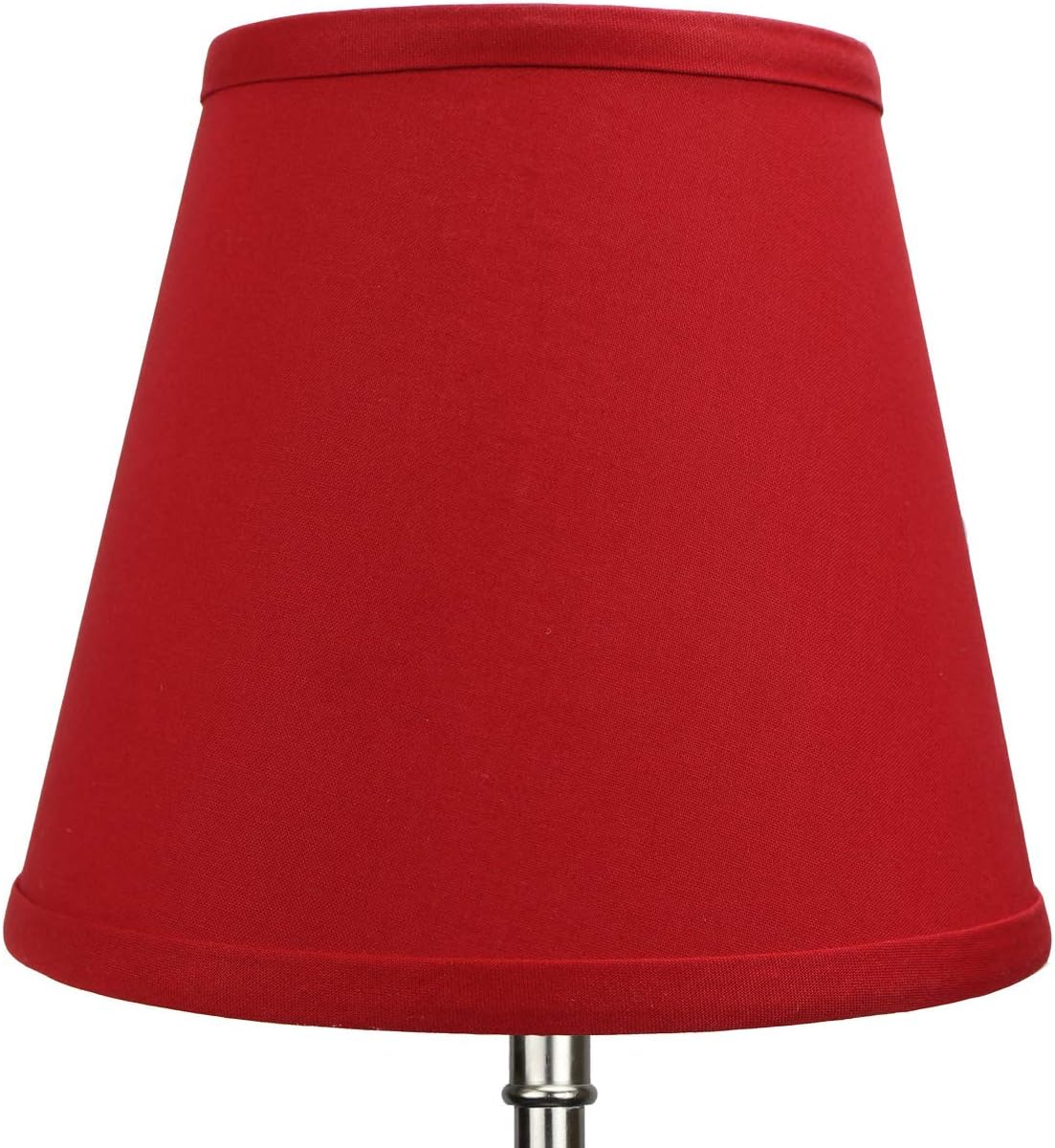 FenchelShades.com 5" Top by 8" Bottom by 7" Slant Height Fabric Barrel Lampshade Double Clip-On Attachment (Rich Red)