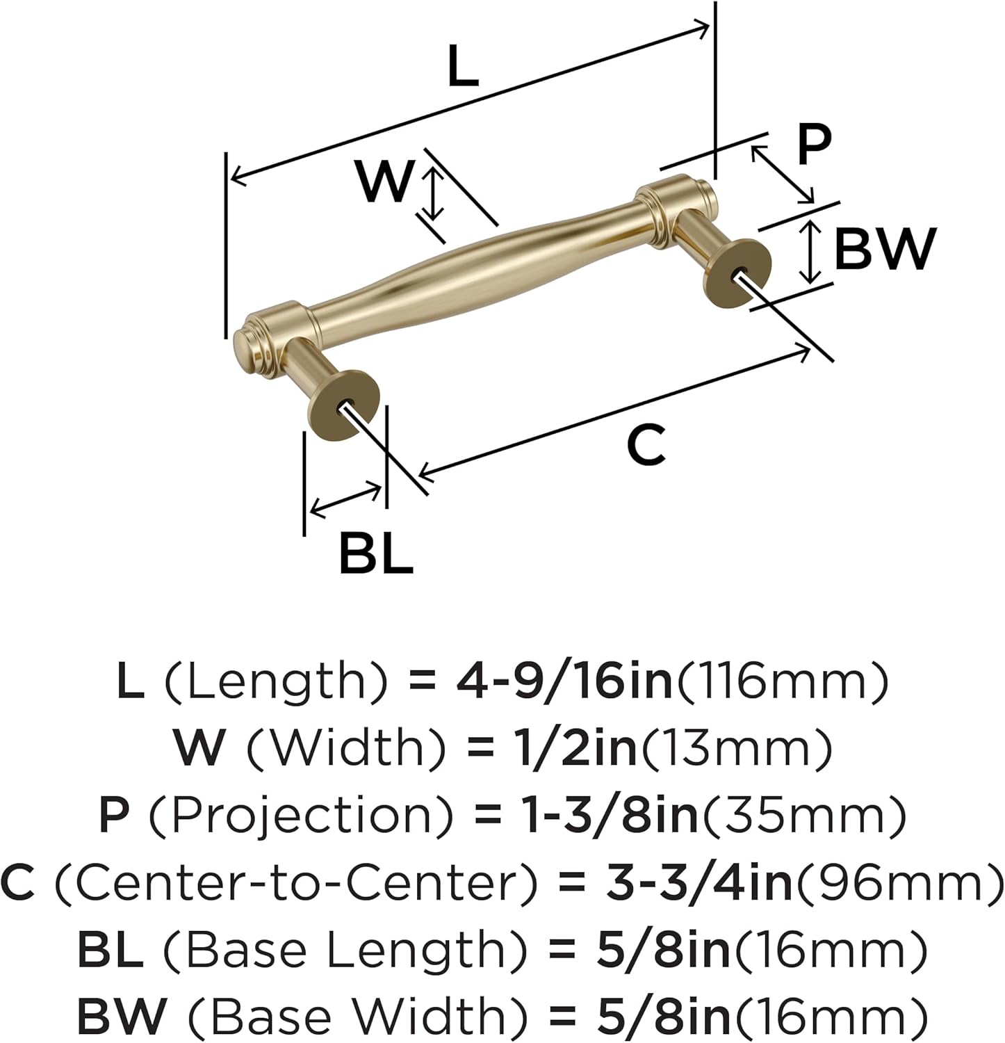 Amerock Enlivity 3-3/4 inch (96mm) Center-to-Center Golden Champagne Cabinet Pull, BP37722BBZ