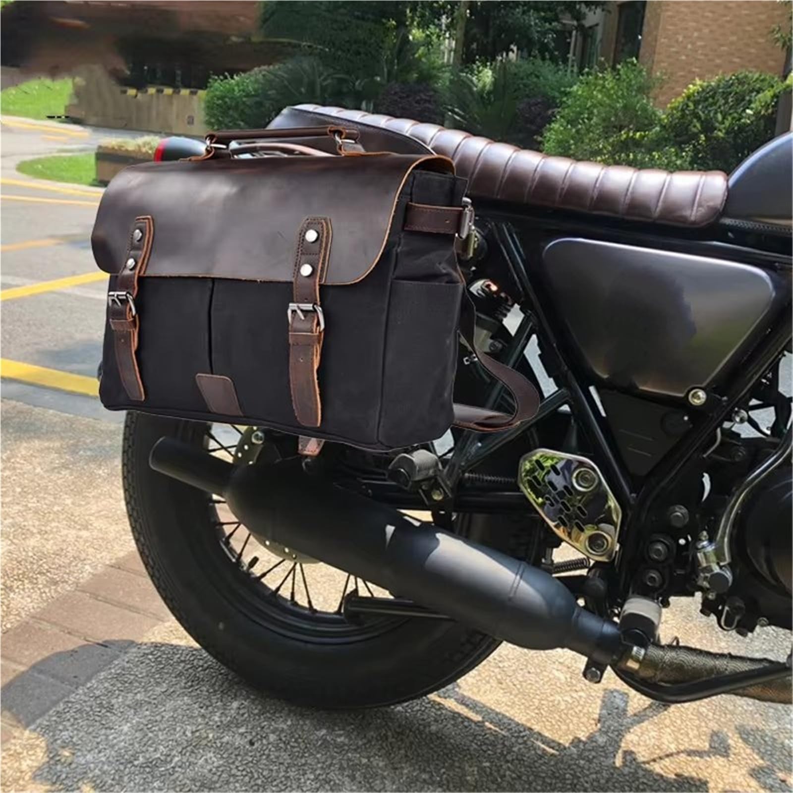 Selle Sac À Dos Moto Sacoche Latérale De Moto Vintage En Toile Cirée Pour Homme À Bandoulière