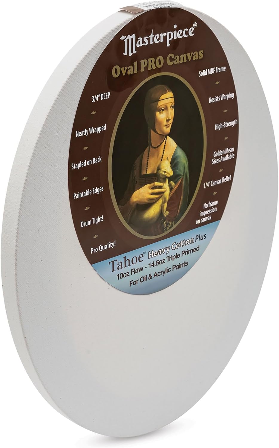 Masterpiece Artist Canvas 49210 Pro Oval 3/4" Deep, 12" x 16", Cotton 14.6oz - 4X - Tahoe Heavy Weight