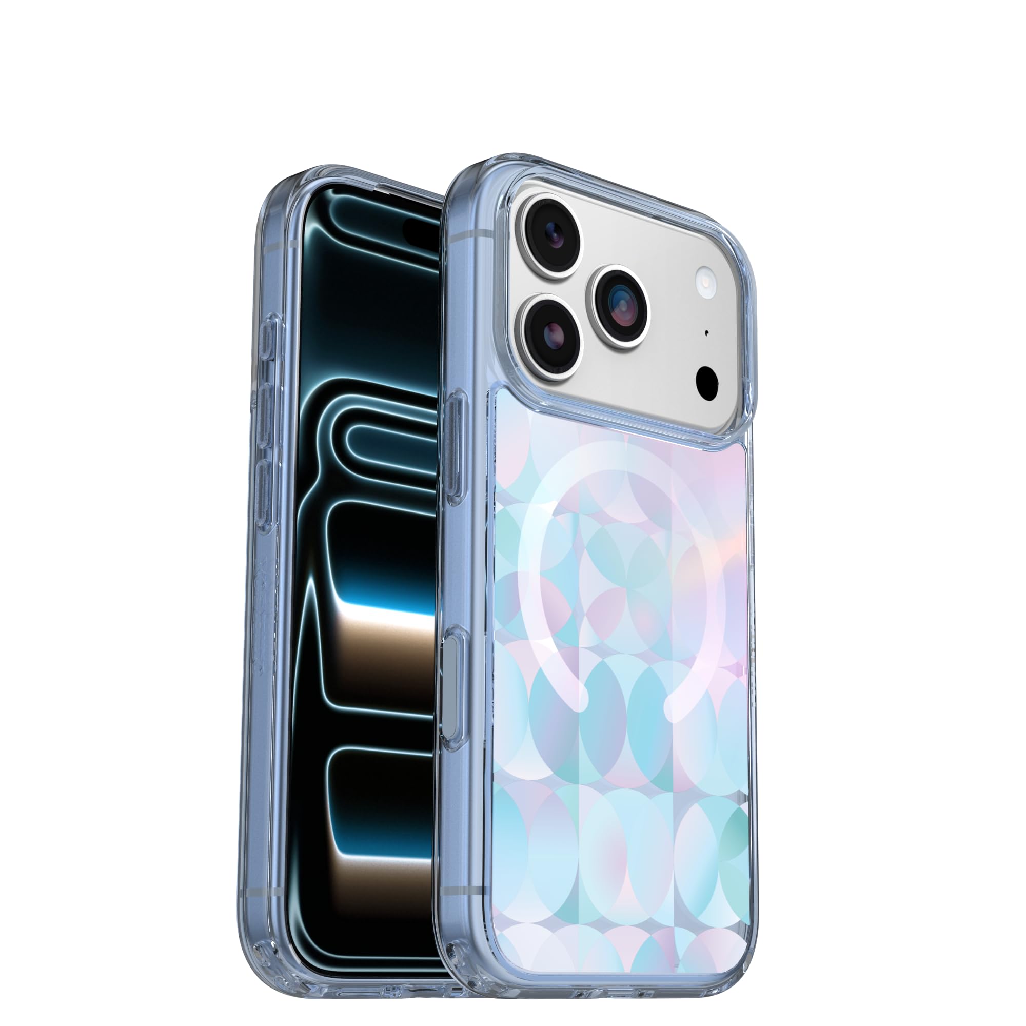 OtterBox Funda Transparente para iPhone 17 Pro Symmetry Series - Prisma de ópalo - Azul - Funda de Silicona Ultrafina y Elegante para iPhone