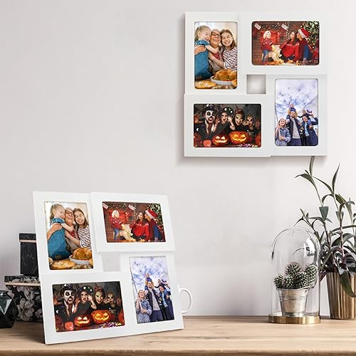 Miniatura 4 de ZCPTZ Marcos de fotos de collage de 4 x 6, juego de 4 marcos de fotos múltiples para decoración de pared o mesa, marcos de fotos familiares,