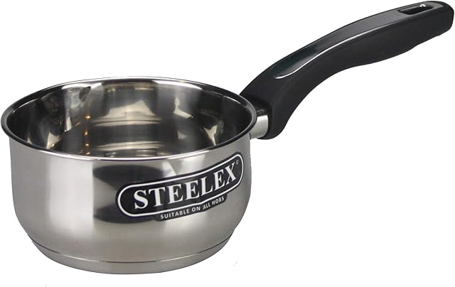 Induction Milk Pan 14cm Stainless Steel with Pouring Lip Spout Stainless Steel Small Milk Pan Deep Milk Pot Water Boiling Saucepan