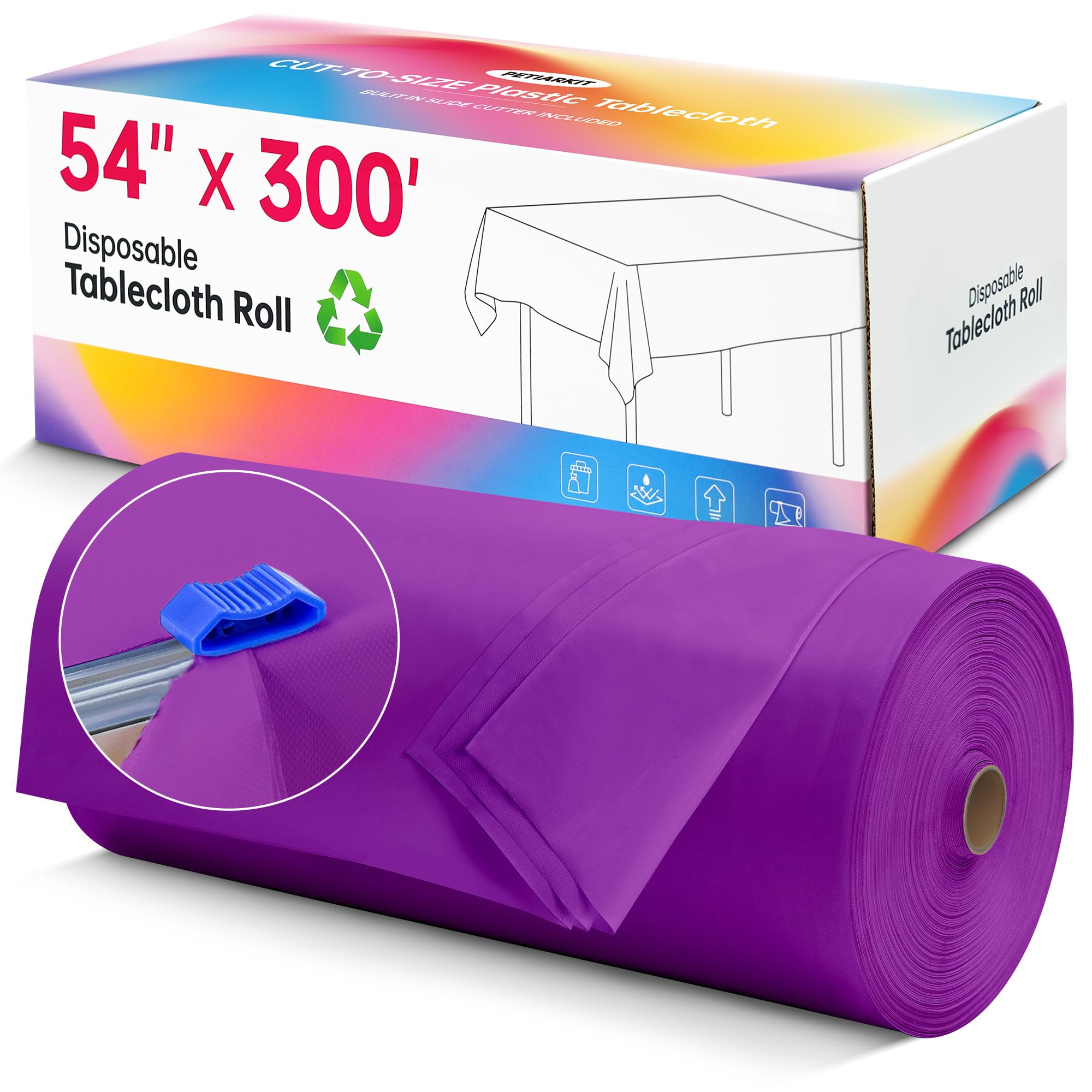Plastic Table Cloth Disposable, 54In X 300Ft Table Cover Roll