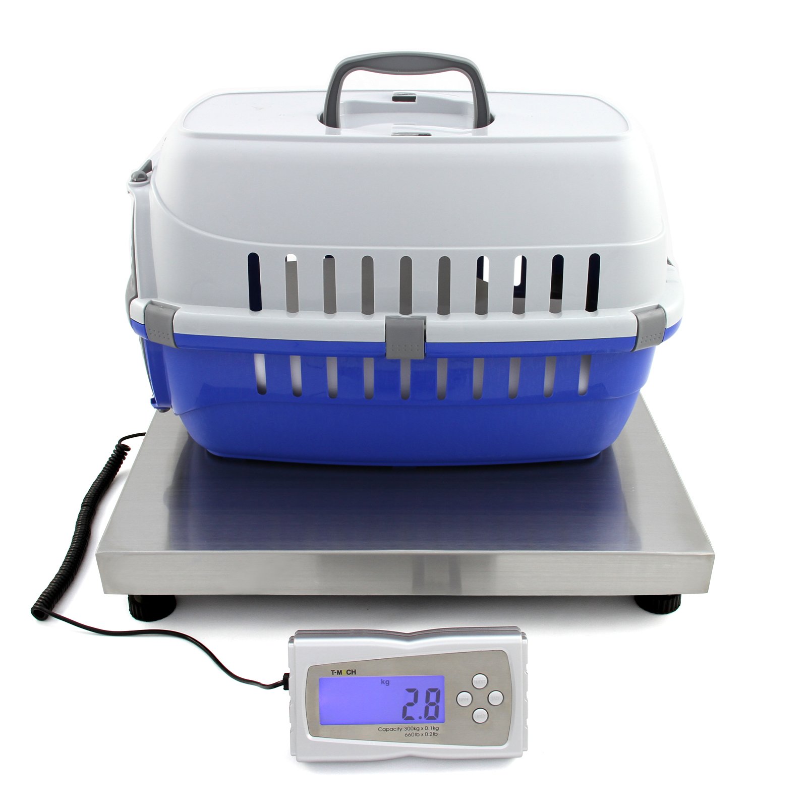T-Mech - Bilancia Veterinaria 50 x 50cm per Pesare Animali Domestici e da Fattoria 300kg con Display LCD