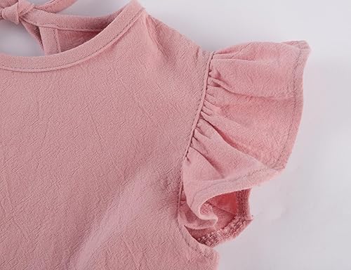 Miniatura 5 de Vestido de algodón y lino con volantes y mangas escalonadas para bebé, estilo bohemio y casual de verano