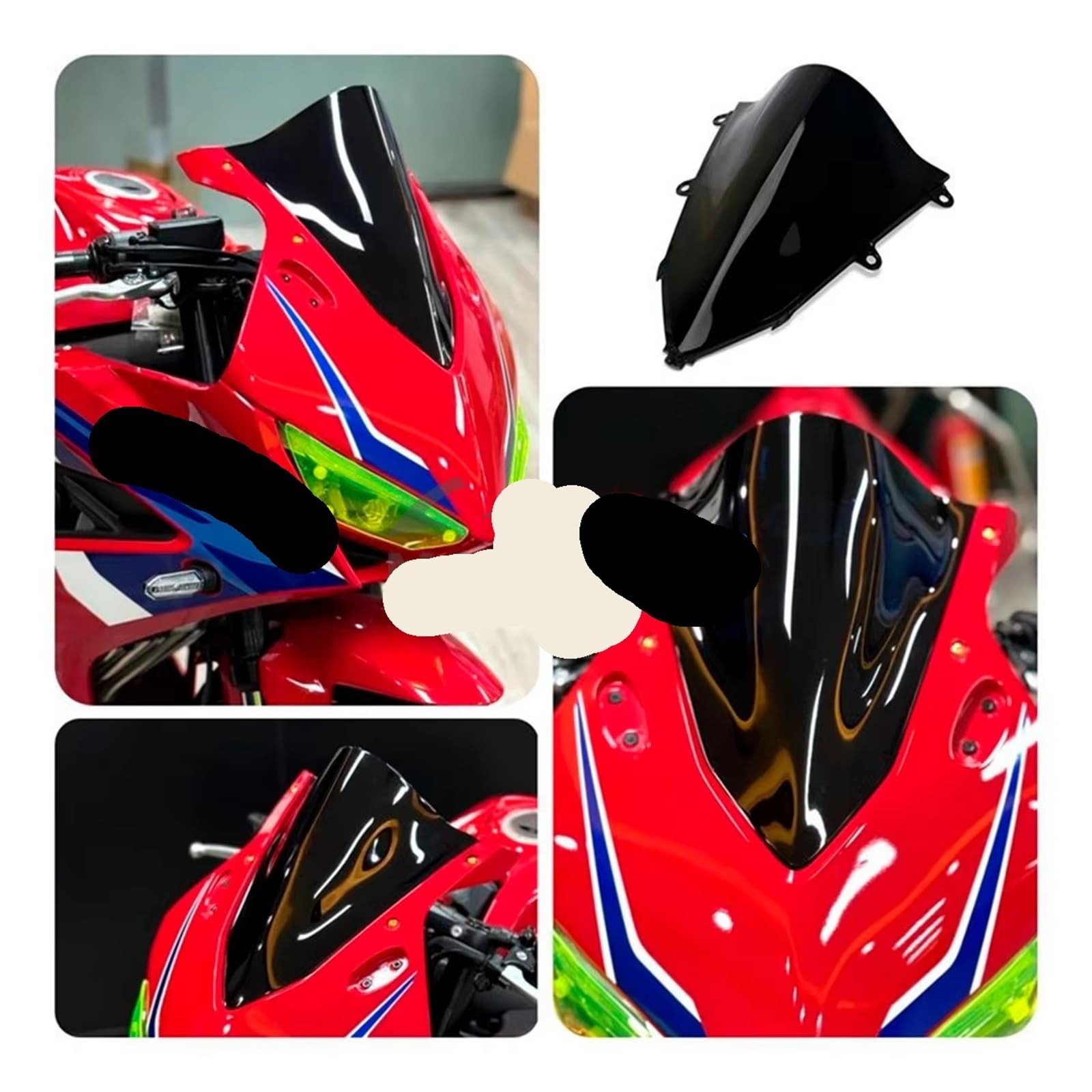 Pantalla Moto para CBR650R 2024-2025 Parabrisas De Motocicleta Carenado Cubierta Deflectora Visera Viento(Negro)