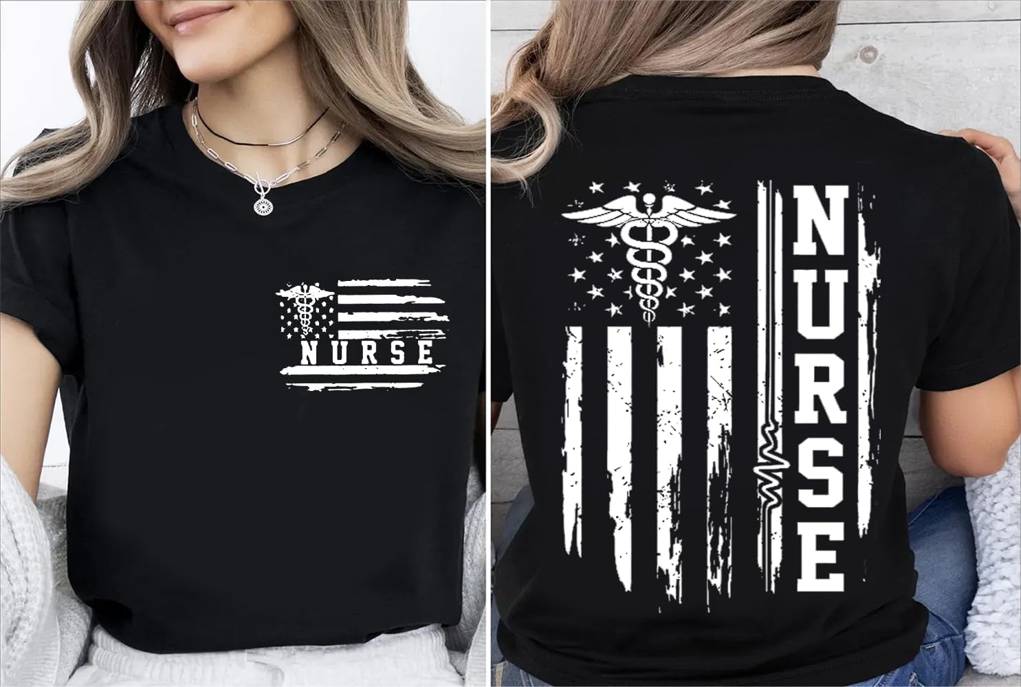 Nurse Shirts for Women Vintage American Flag Nurse Shirt Unisex Funny Tees Short Sleeve Tops