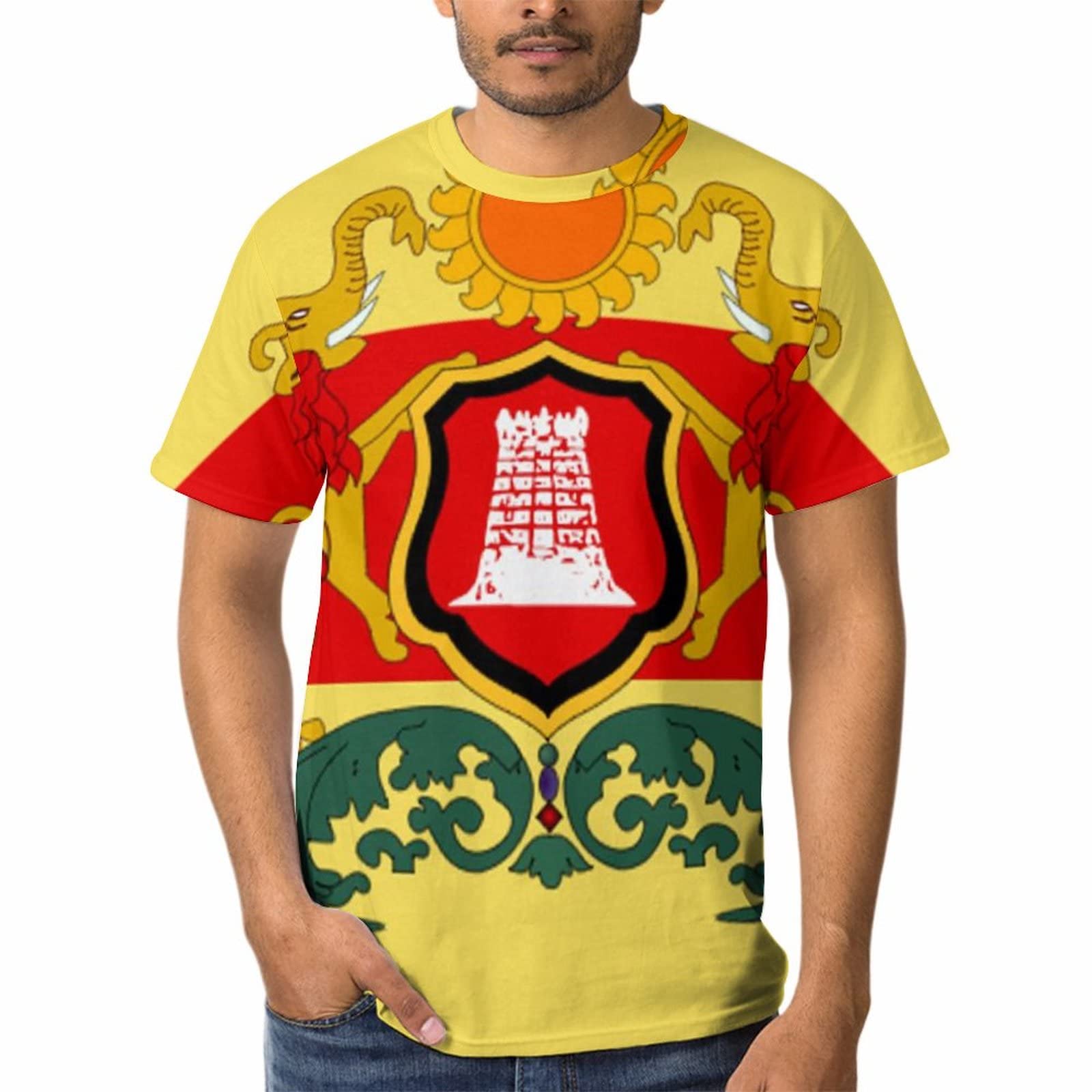 Flag of The Deccan Men's Hipster Hip Hop Short Sleeve T-Shirts Round Neck Tee 3D Printed Graphic Tops Clothing