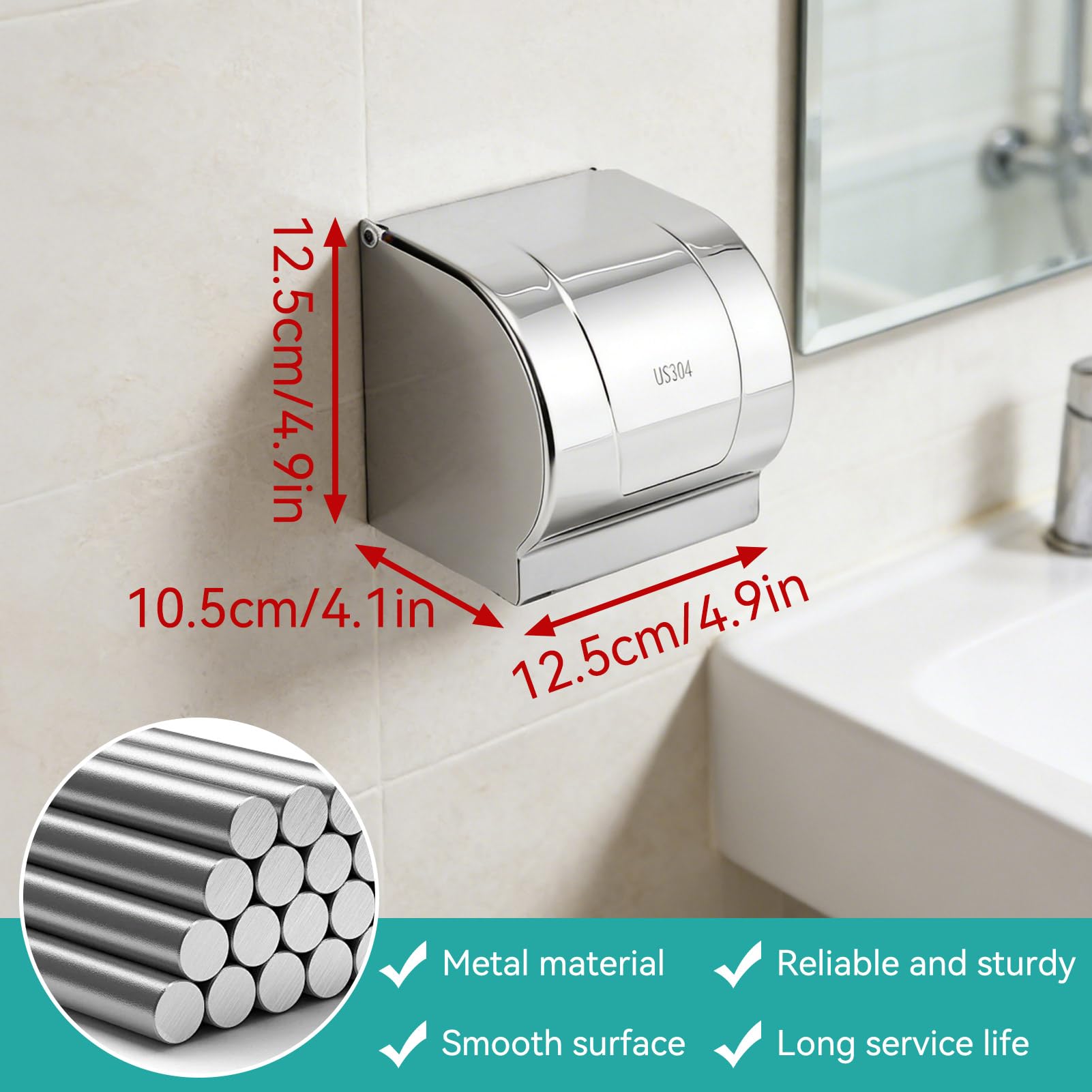 Soporte de Papel higiénico de Acero Inoxidable Cubierta de Papel de Montaje de Pared Cat Cat Cat Portes para el Tejido para el Tejido del baño con Cubierta