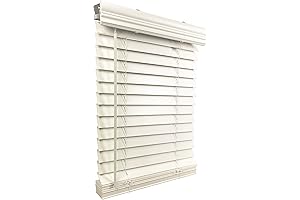 White 2in Cordless Faux Wood Blinds