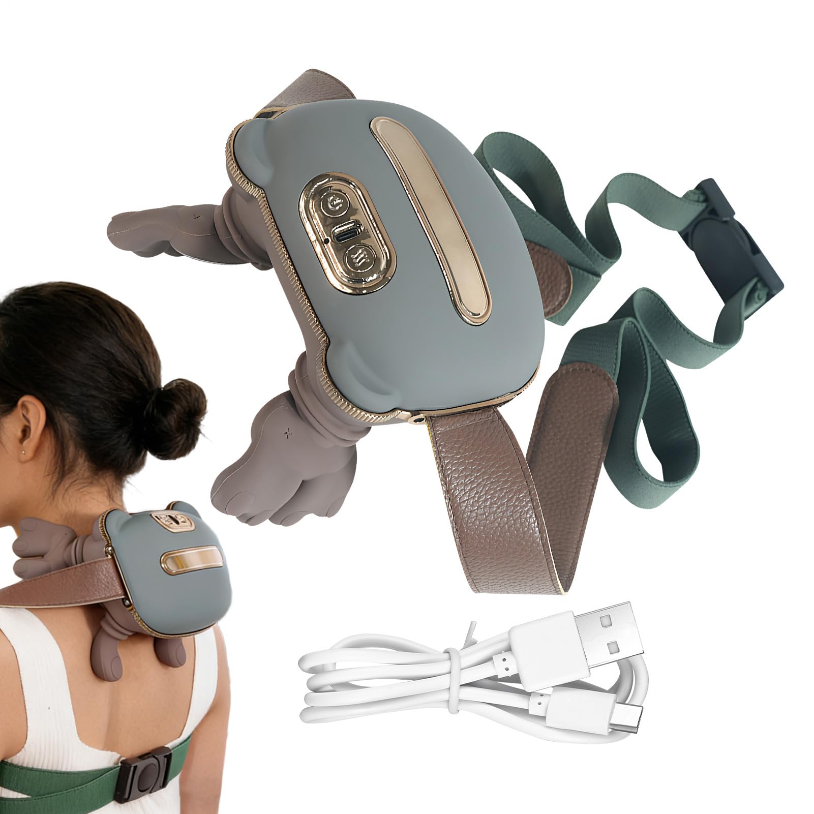 Masajeador Cervical Y Espalda, 4D Inalámbrico Masajeador De Cuello Y Cervicales, MasajeadorCuello Cervicales, 3 Grados De Masaje 2 Niveles De Temperatura, Térmico Biónico Para Familiares Amigos