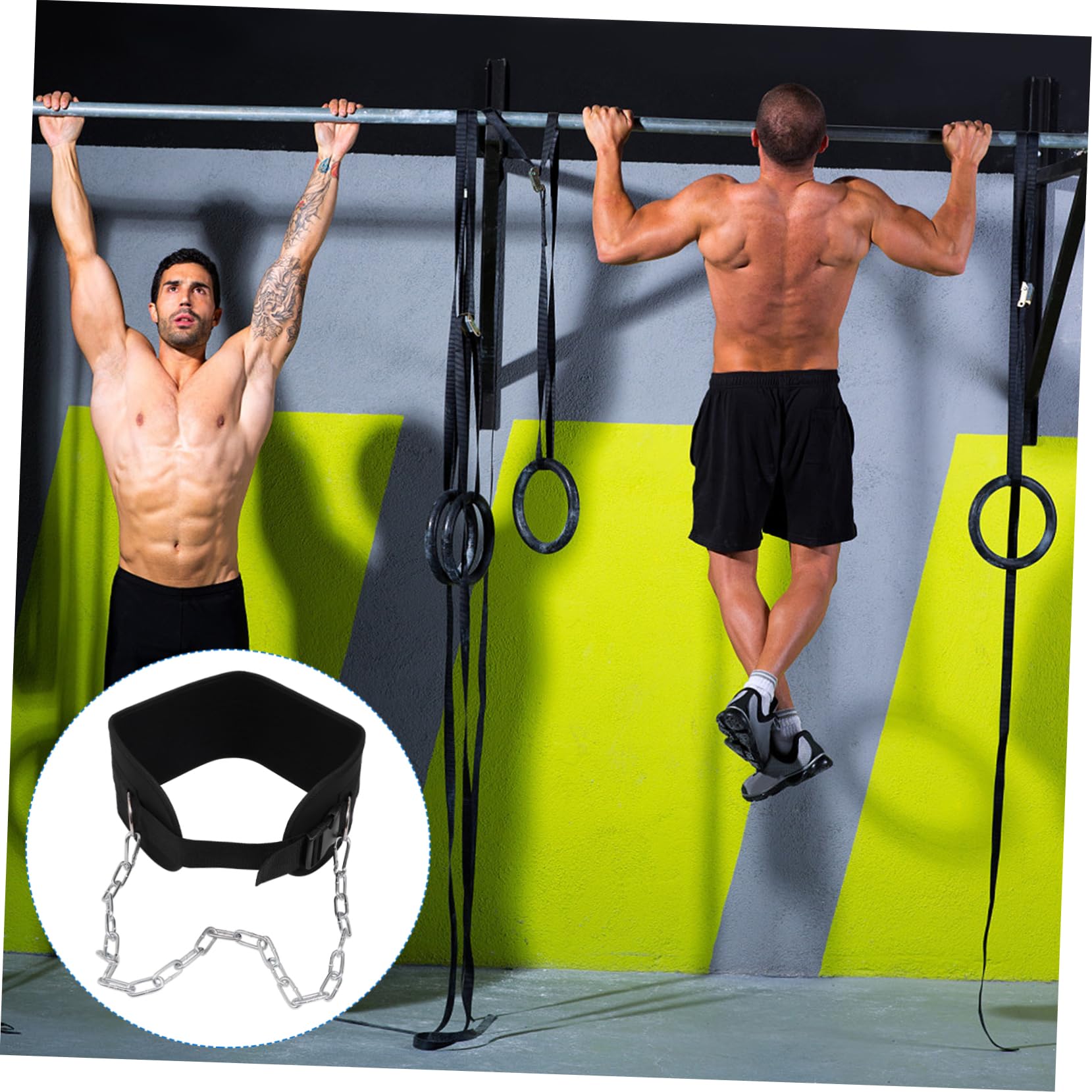 Happyyami 1pezzi Cintura Per Sollevamento Pesi Con Catena Attrezzatura Per Bodybuilding e Powerlifting Design Ergonomico Per Comfort e Supporto Catena Rimovibile Per Maggiore Sicurezza