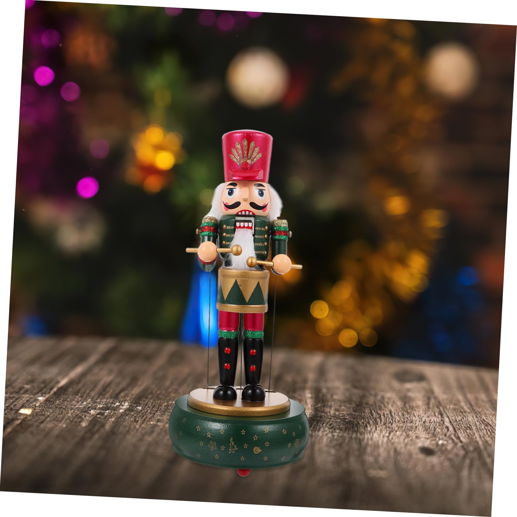 Alipis Schiaccianoci Soldato con Carillon Decorazione Natalizia in Legno Figura da Tavolo per Feste di Natale e Esposizione Soggiorno