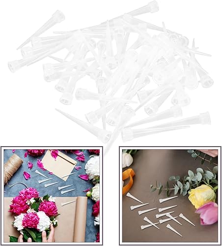 Miniatura 5 de EXCEART 100 tubos de agua de flores, pequeños tubos de agua florales de plástico, palillos florales, viales florales de plástico transparente para
